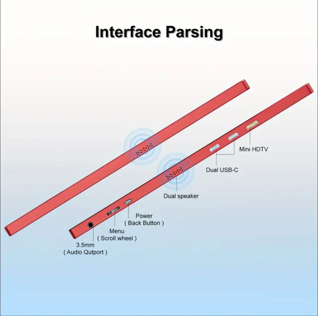 WUAWE 16インチ モバイルモニター 1920×1200P 60Hz レッド