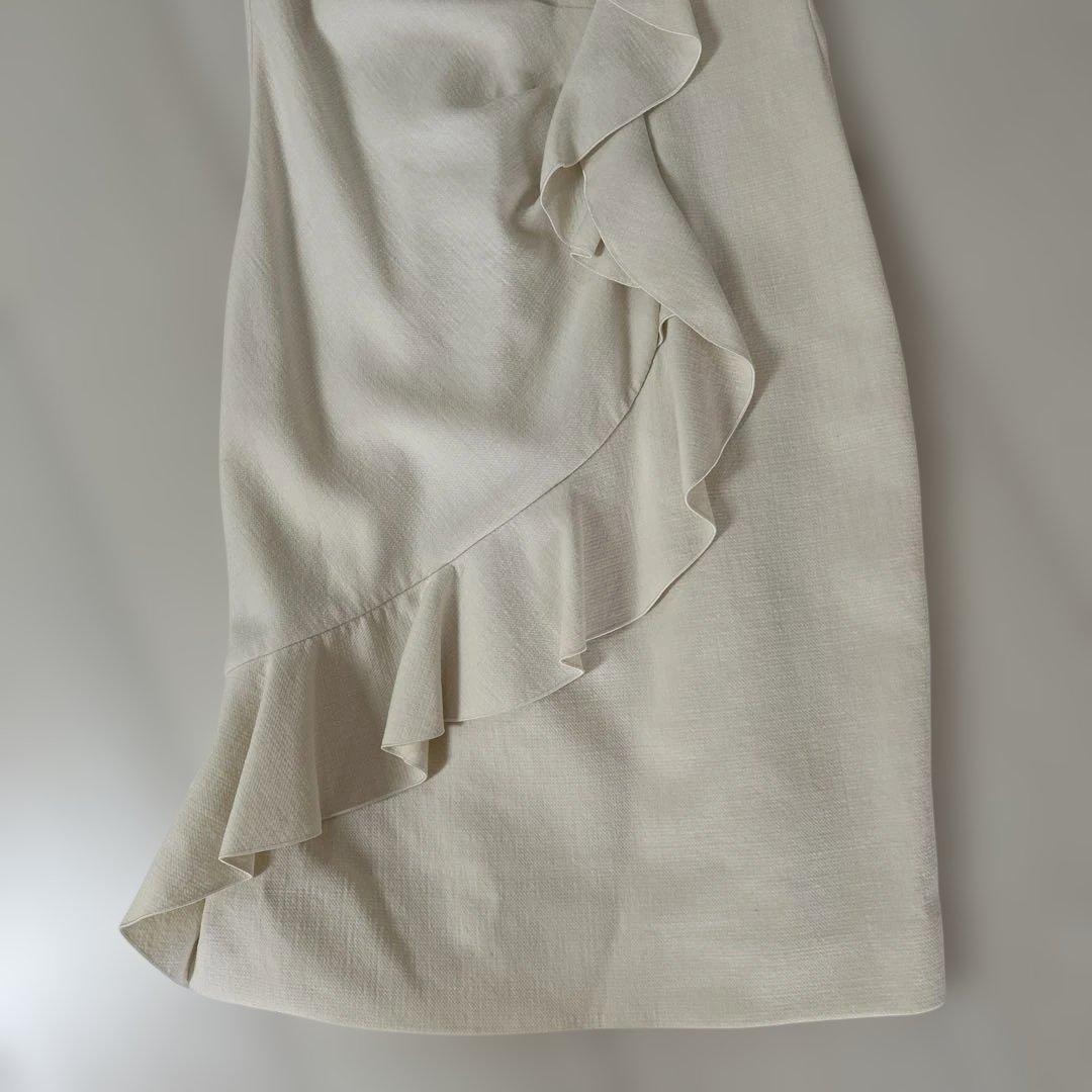 エミリオプッチ　フリルノースリーブひざ丈ワンピース　オフホワイト34 冬Xmas