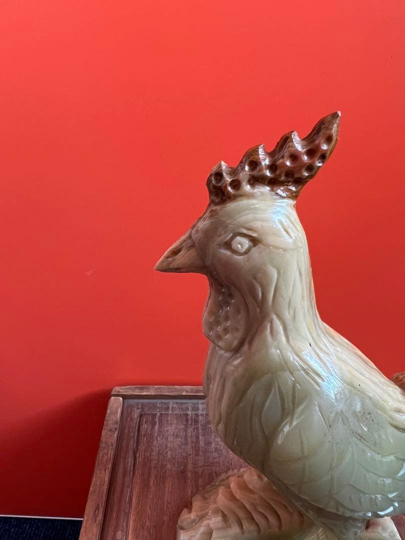 1495  特上彫 酉　鶏　置物 彫刻工芸品