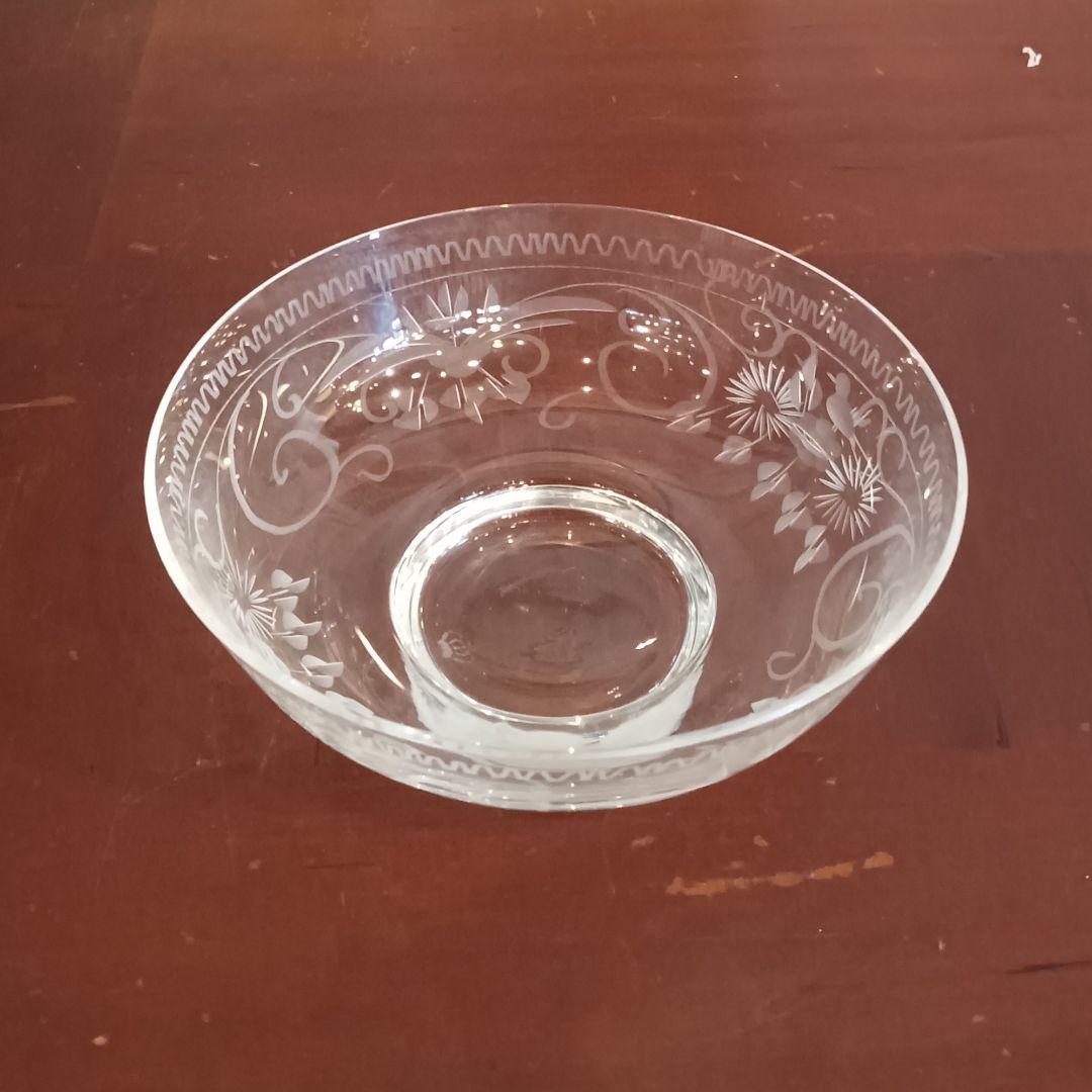 ドイツ テレジアンタール 12cm ボウル 4点セット ガラス 鳥 花