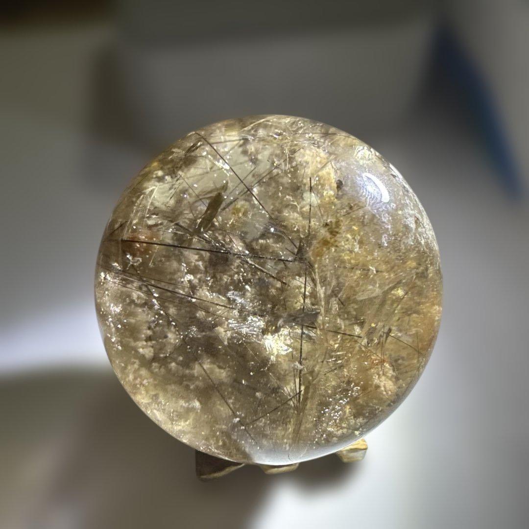 希少　高品質　ガーデンルチルクォーツ　丸玉　スフィア