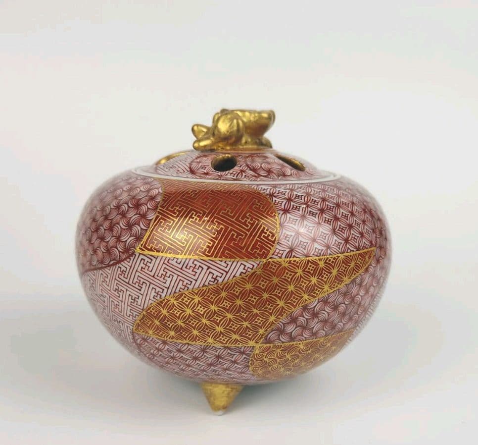 お値下げしました！住田正実作　赤絵小紋　香炉　②