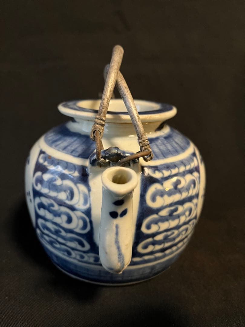 今激レア！中国 清 青花 染付 急須 蓋付 取手も良い 呉須見事