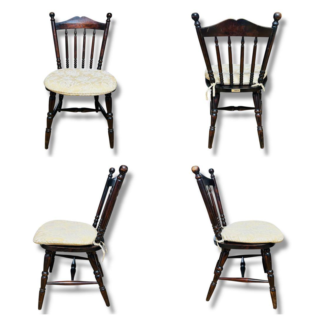 【2脚セット】①② 北海道民芸家具 樺桜材 ウィンザー スピンドル チェア 椅子
