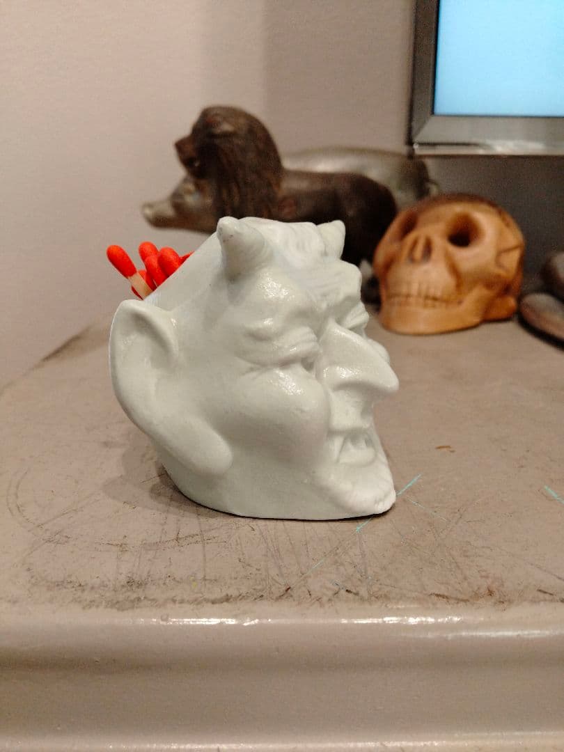 30s 40s ビンテージ デビル スカル マッチ ホルダー アンティーク