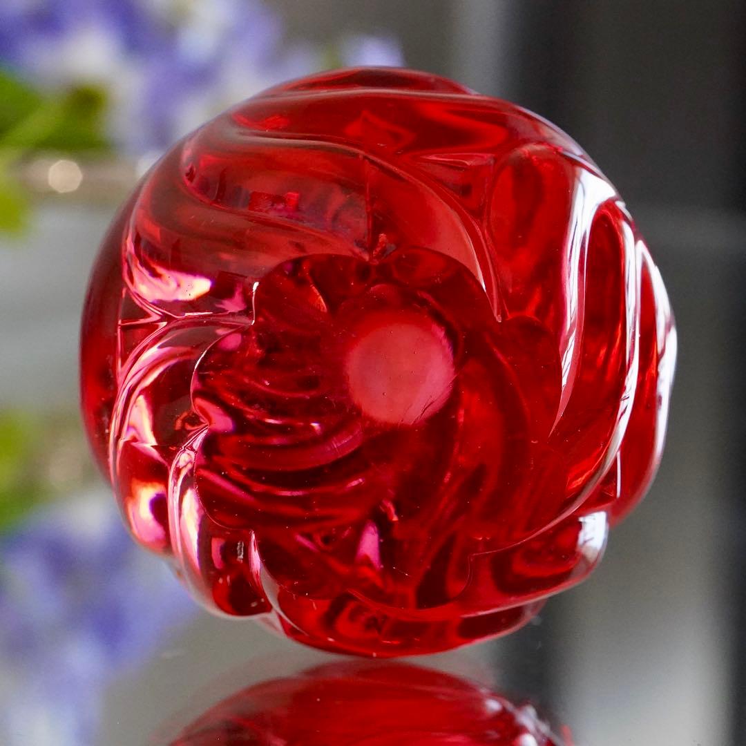 可愛いオールドバカラBACCARATローザス燭台★レッド★キャンドルスタンド★A