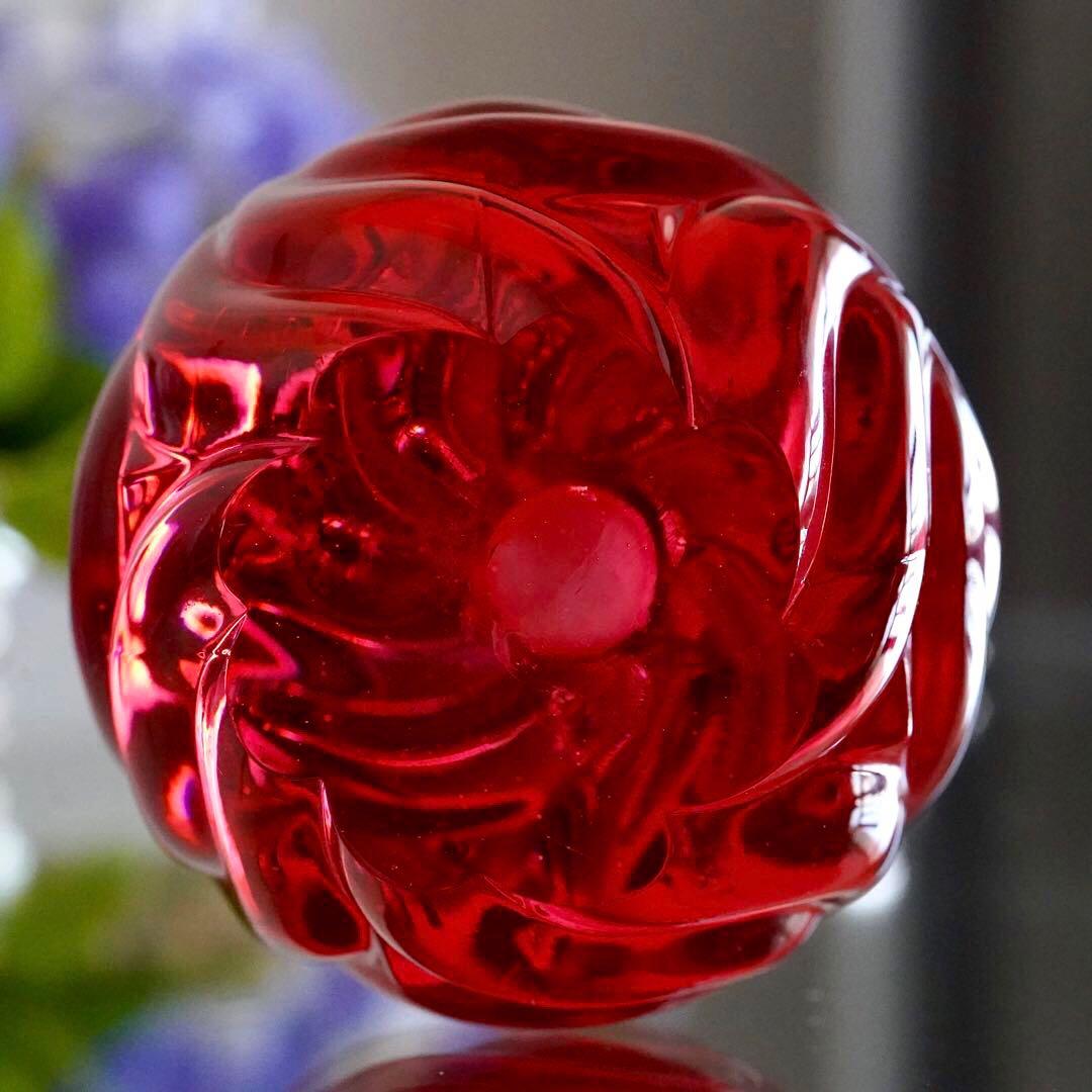 可愛いオールドバカラBACCARATローザス燭台★レッド★キャンドルスタンド★A