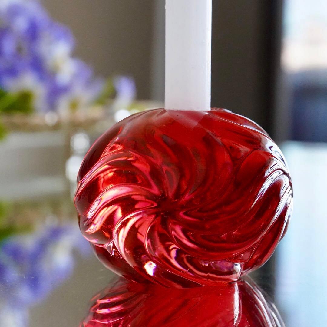 可愛いオールドバカラBACCARATローザス燭台★レッド★キャンドルスタンド★A