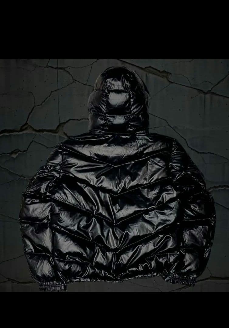 y2k ファーダウンジャケット ドローコード 平成 お兄 光沢 グランジ テック