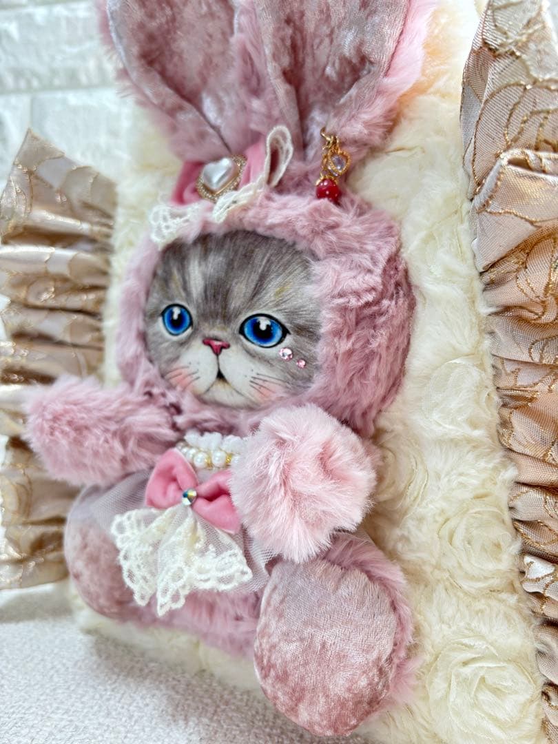 黒*こ様 コヤンイサムチョン　ファーフリルトートバッグ　ルミちゃん　ピンクうさち