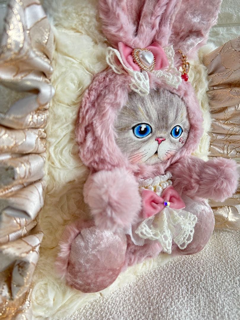 黒*こ様 コヤンイサムチョン　ファーフリルトートバッグ　ルミちゃん　ピンクうさち