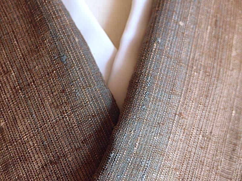 暈し織り紬着物（縦縞文）裄64,5 正絹美品