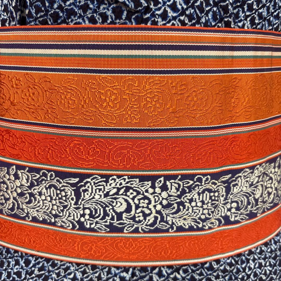 有松絞り　レディース　ゆかた　裄64身丈156 高級博多半巾帯セット