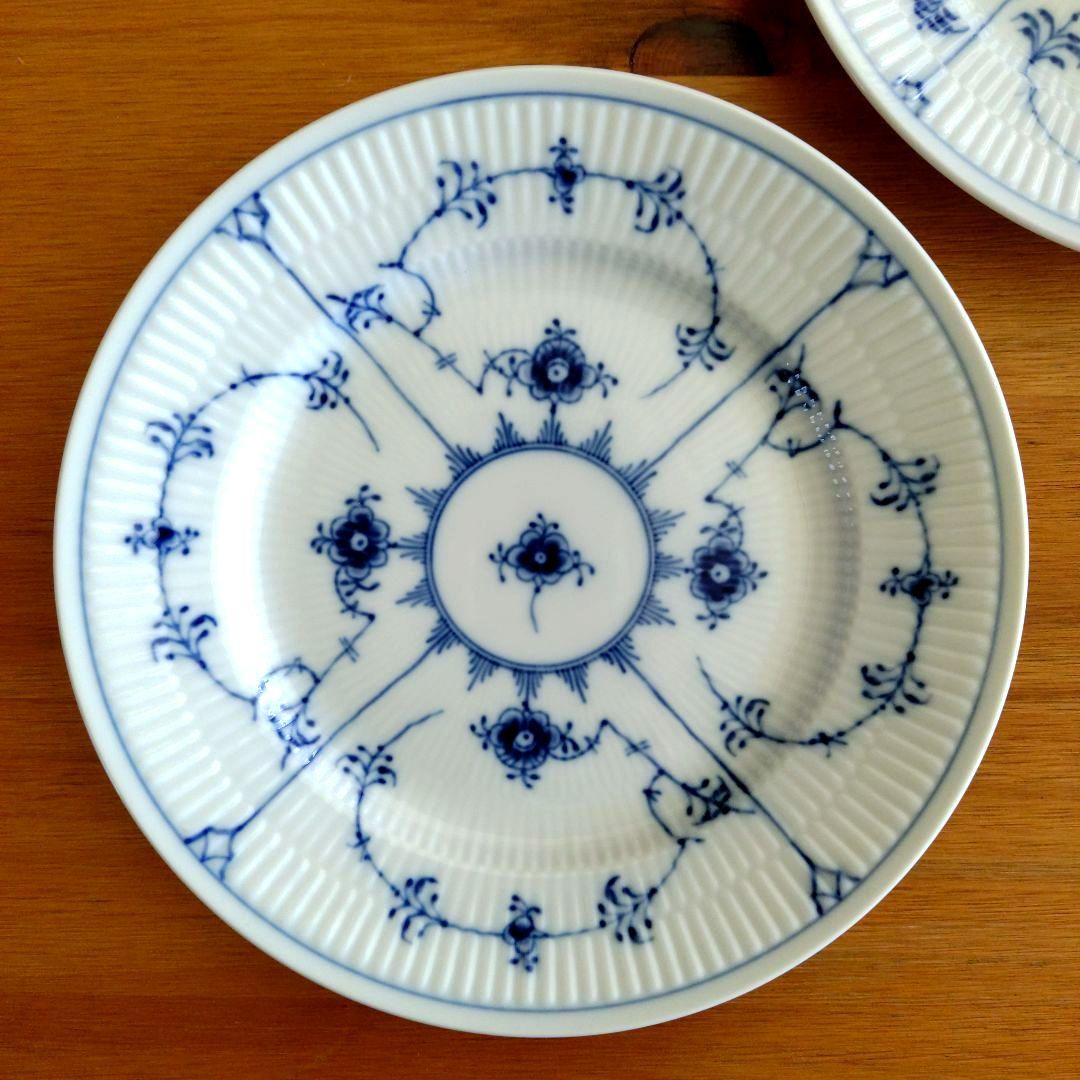 【未使用】ロイヤルコペンハーゲン ブルーフルーテッド プレート2枚　19.5㎝