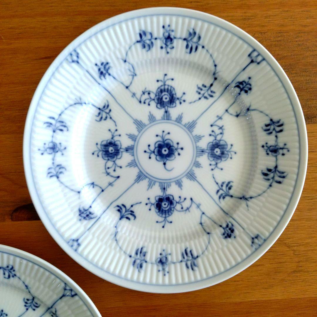 【未使用】ロイヤルコペンハーゲン ブルーフルーテッド プレート2枚　19.5㎝