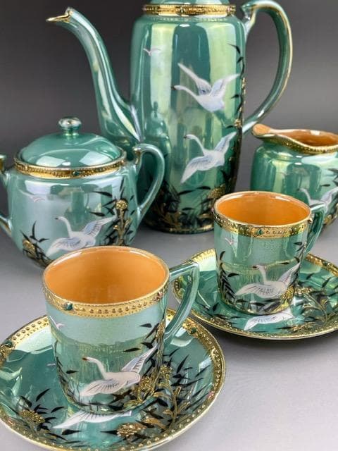 【希少】オールドニッポン ジュエル ティーセット ラスター彩 フライングスワン