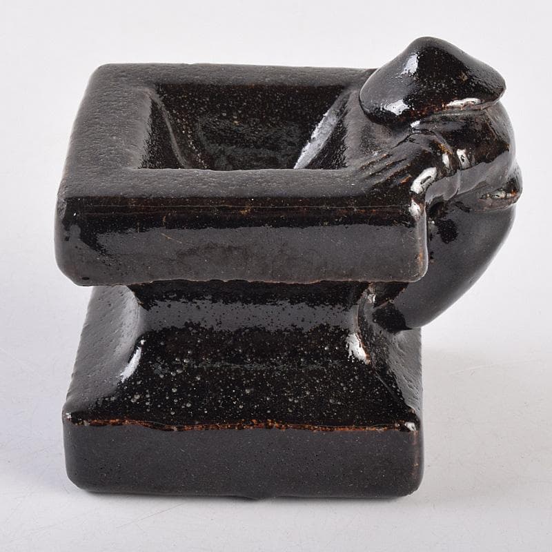 茶道具　楽吉左衛門　九代了入作　一閑人　蓋置　共箱　V　R9013