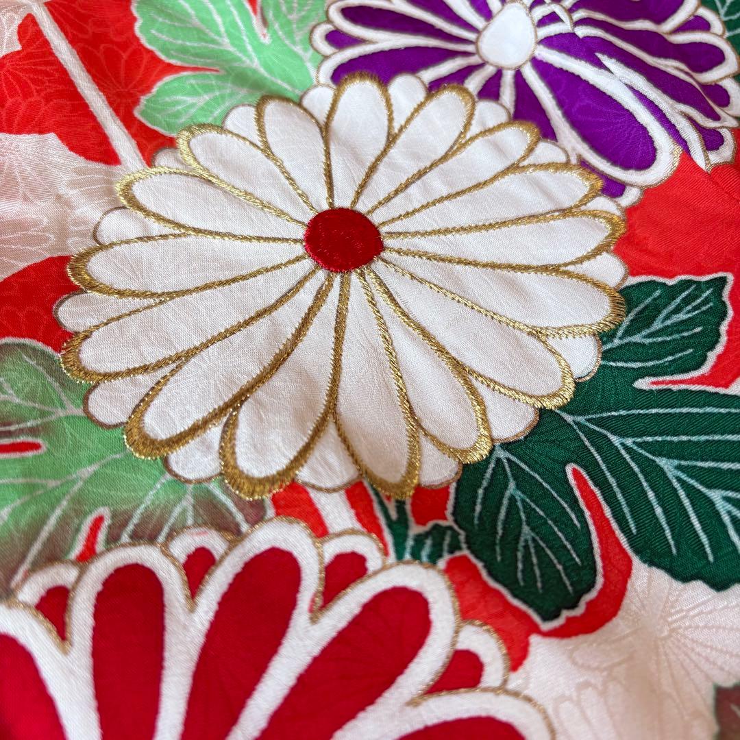 七五三 産着　着物　ピンク　花柄　襦袢付き