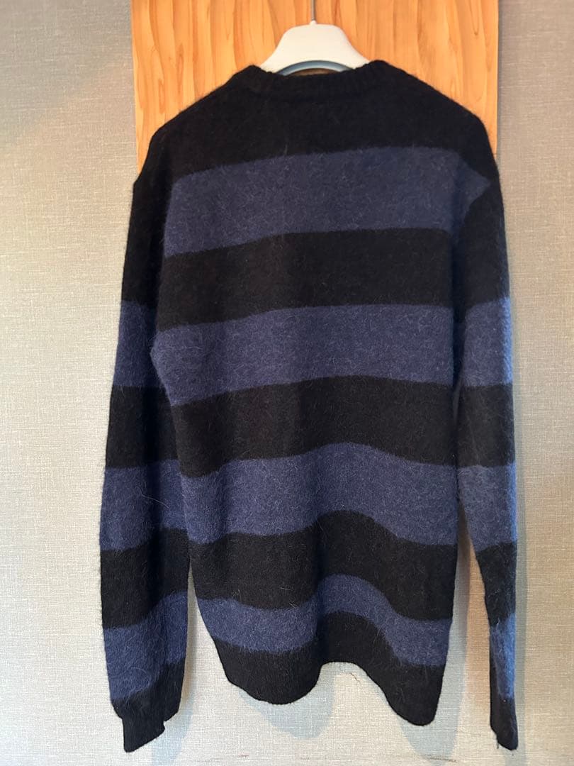 美品 FRED PERRY ボーダーニット ネイビー ブラック ロゴセーター