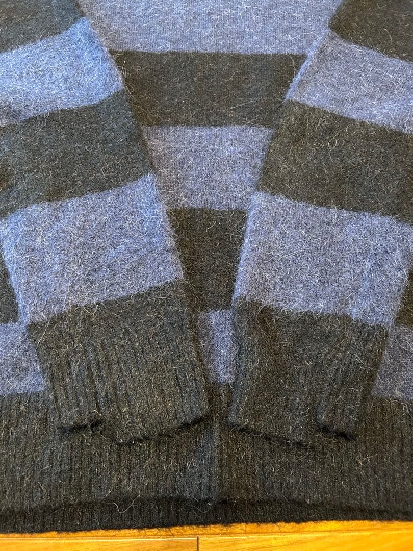 美品 FRED PERRY ボーダーニット ネイビー ブラック ロゴセーター