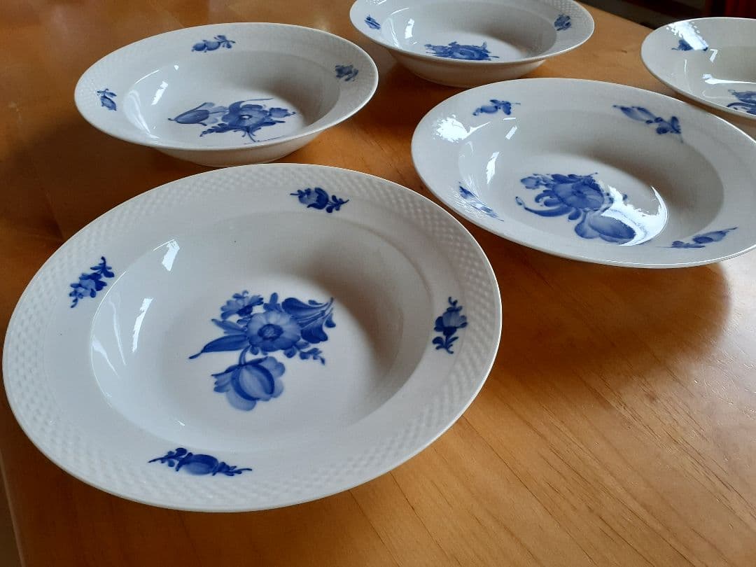 未使用　ロイヤルコペンハーゲン　ブルーフラワー　25cm ボウル　深皿　5枚
