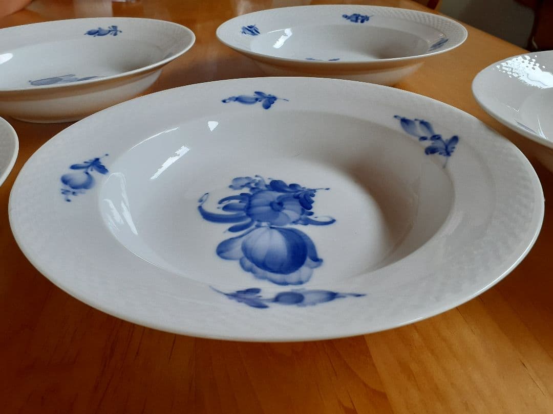 未使用　ロイヤルコペンハーゲン　ブルーフラワー　25cm ボウル　深皿　5枚
