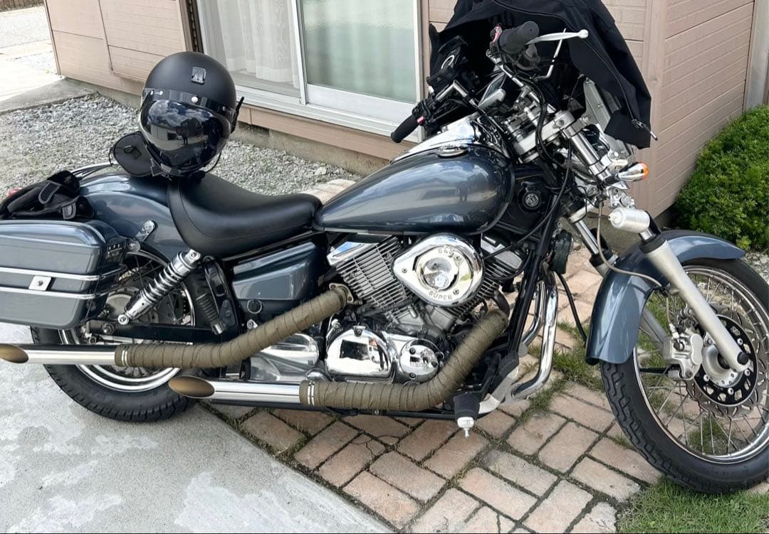 バイク　ヤマハ　ドラックスター250 ステンレス　スラッシュ　マフラー