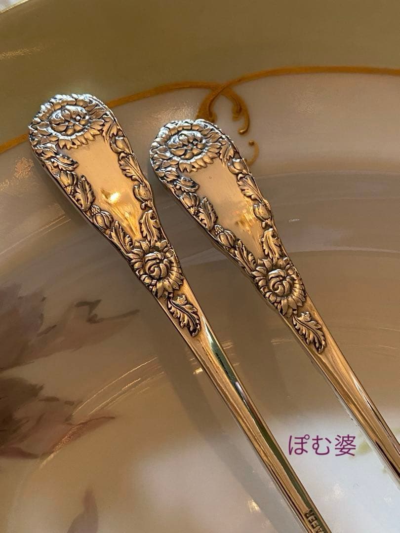 【米国／Durgin】純銀 スターリングシルバー／デザートフォーク4本