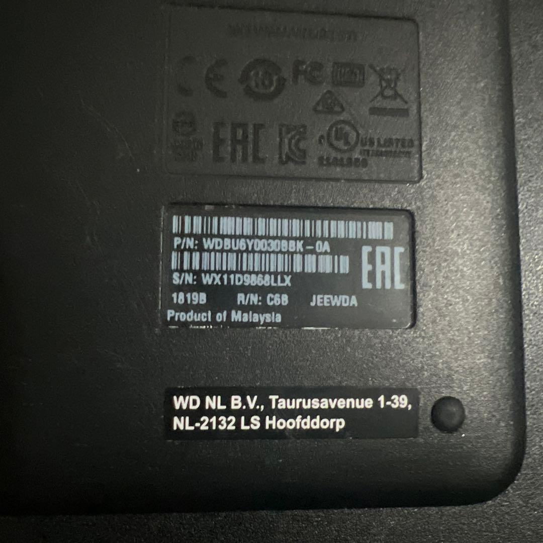 ウエスタンデジタル (WD) ポータブルHDD 3TB USB3.0