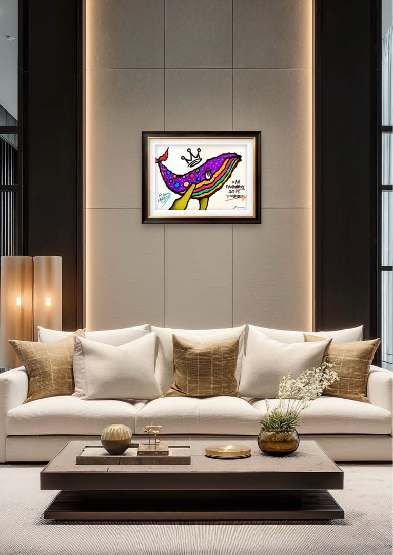 ゴ*カ様 「 空を選んだクジラ 」｜絵画 原画 抽象画 絵 動物画 ドローイング