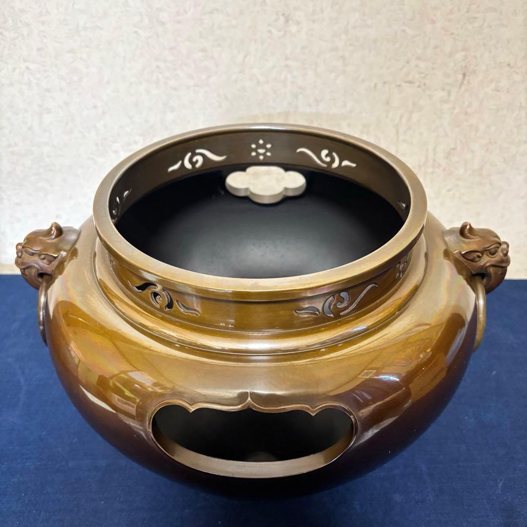 人間国宝敬典造 風炉 電熱器 唐銅鬼面風炉 南鐐撮 野々田製 敷板 底瓦 茶道具