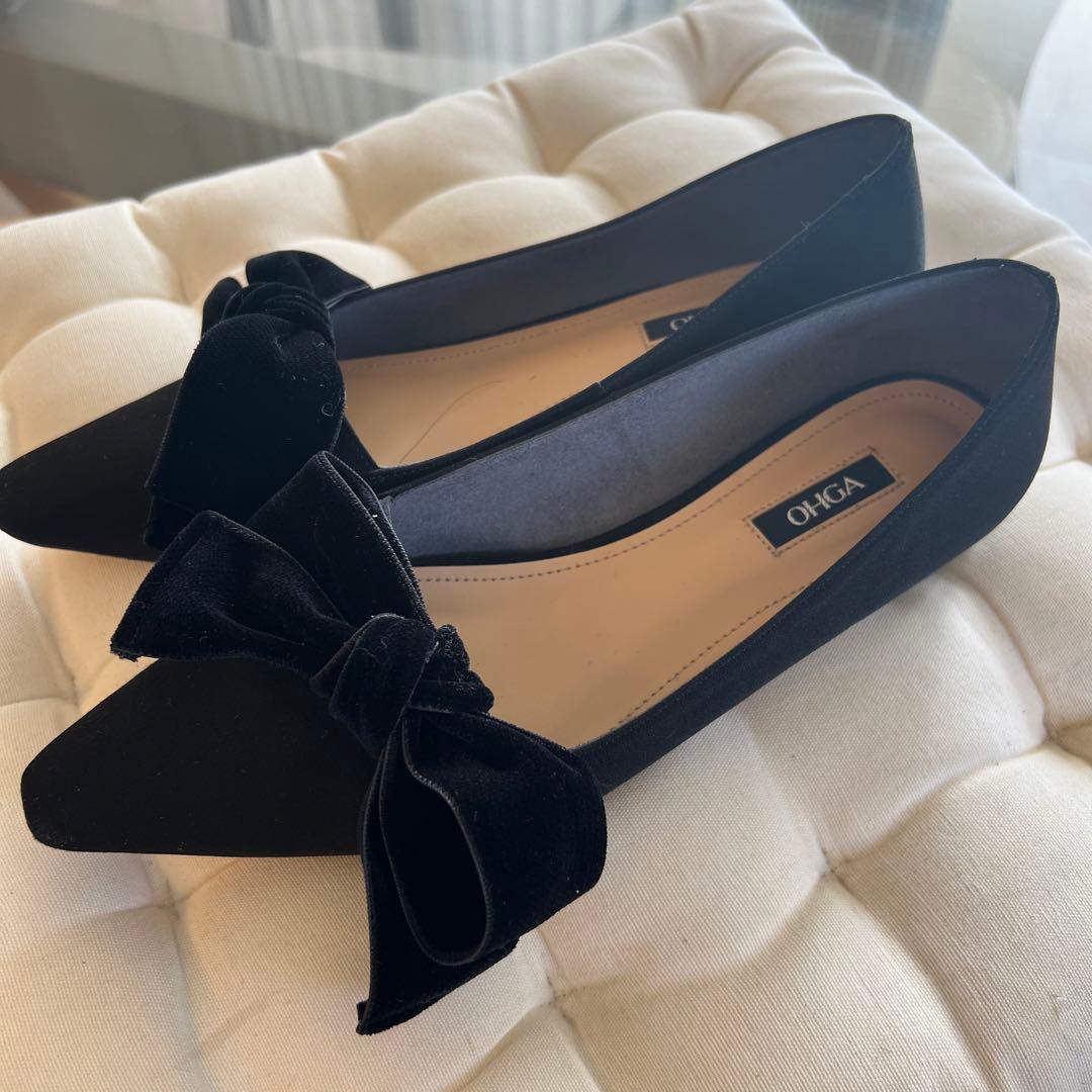 OHGA ベロアリボンパンプス