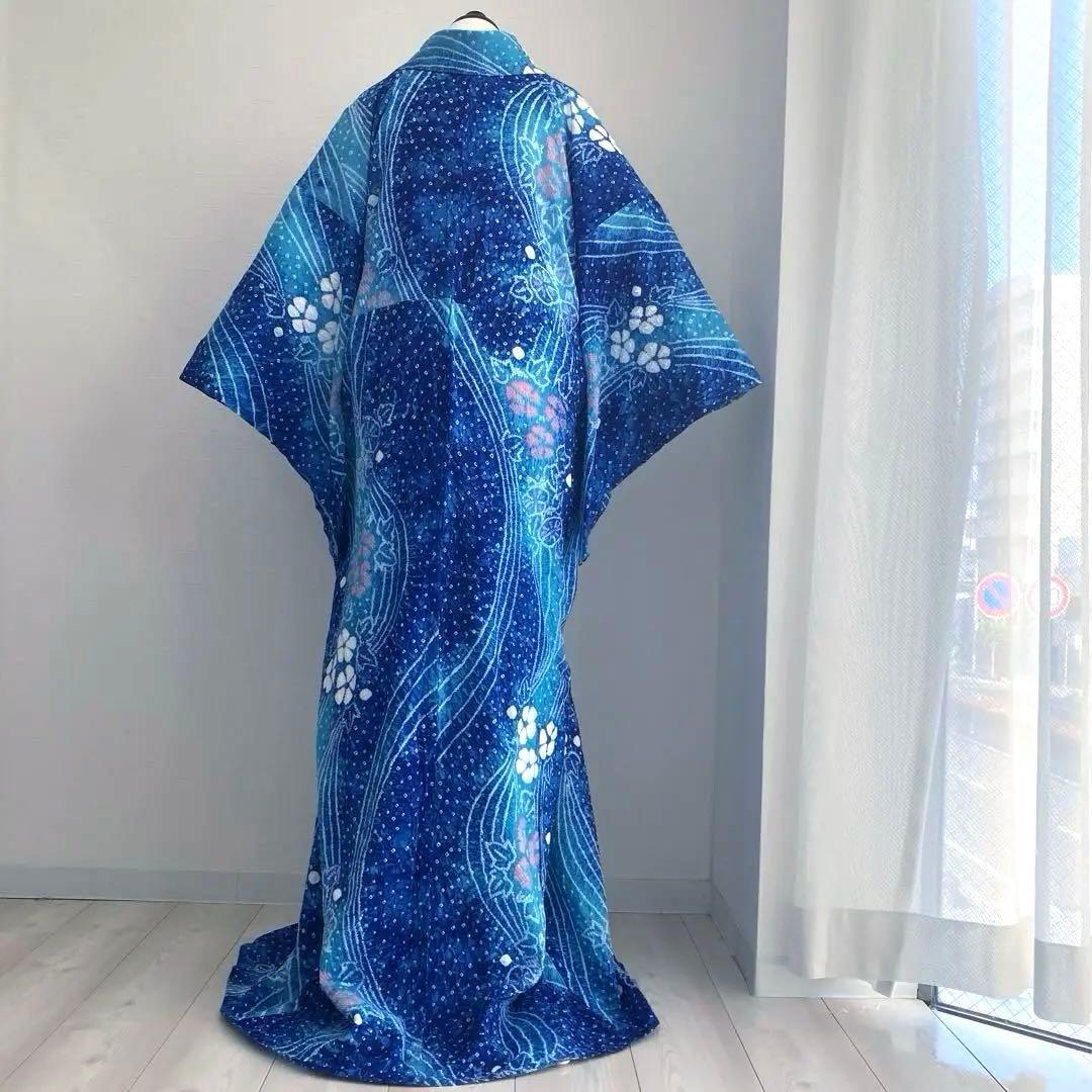 ないち 有松絞り浴衣　身丈160cm 裄70cm 手縫い No.1-23