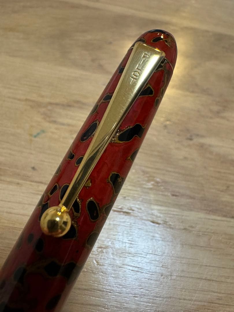 超希少 PILOT 津軽塗 万年筆 14K-585 F A208 朱色 文房具
