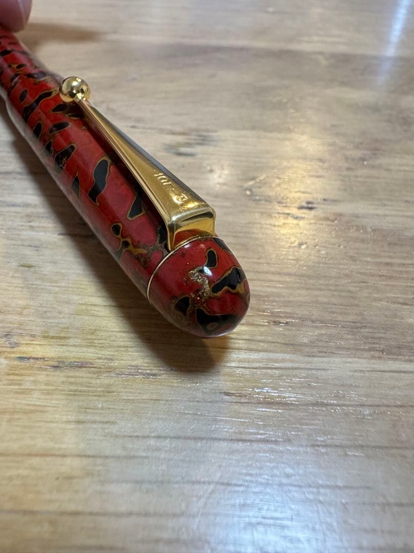 超希少 PILOT 津軽塗 万年筆 14K-585 F A208 朱色 文房具