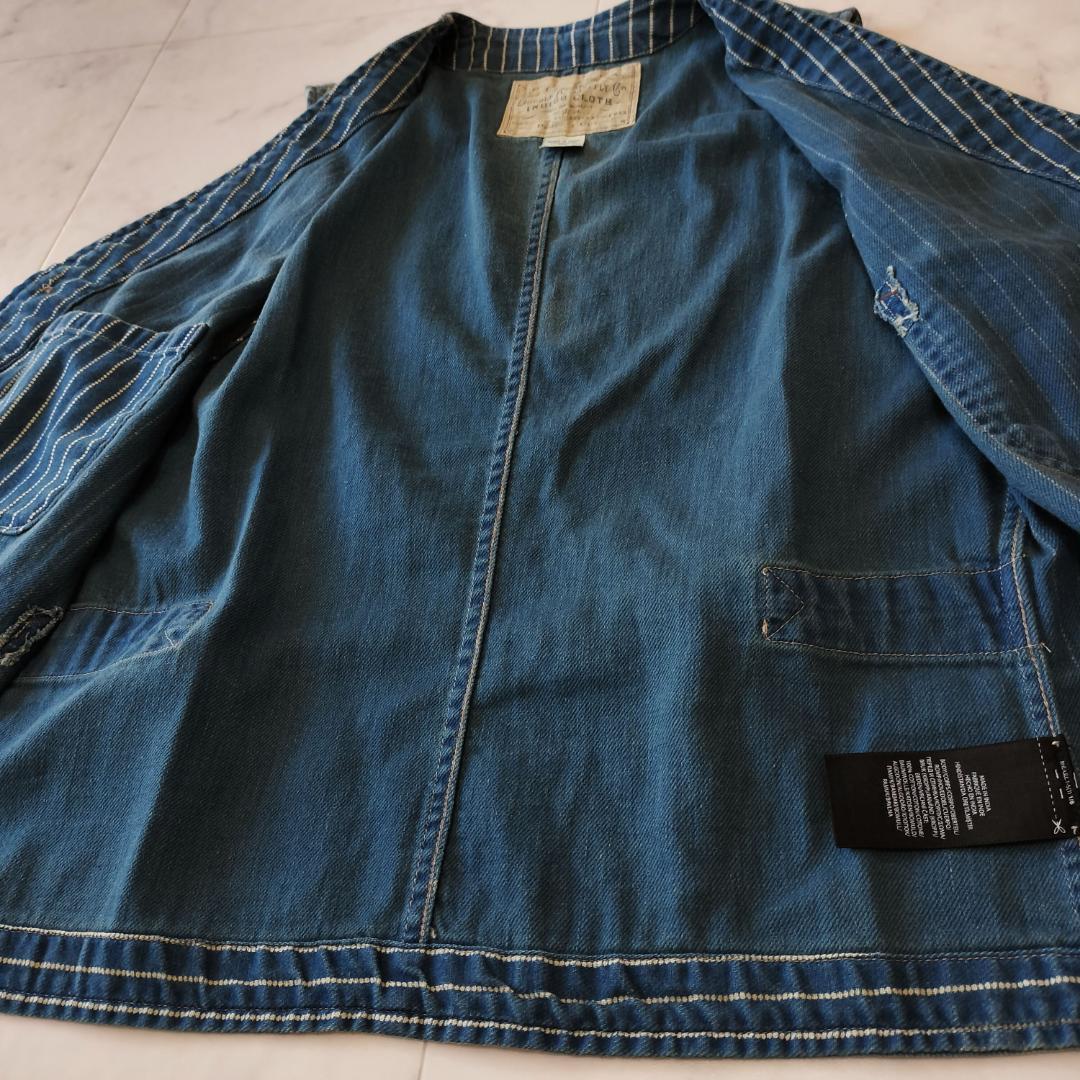 RRL ウォバッシュベスト S ストライプ インディゴツイル ワークベスト ジレ