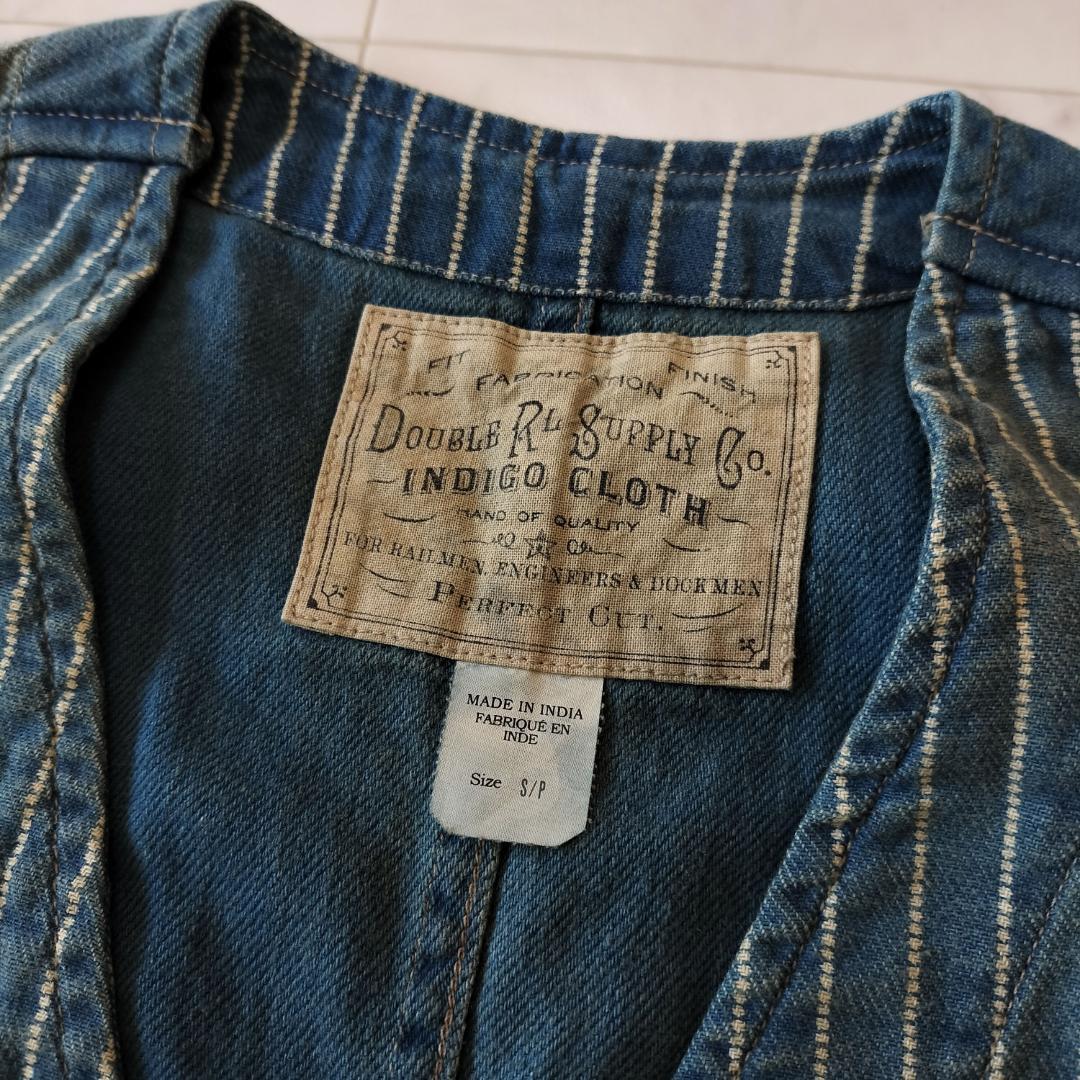 RRL ウォバッシュベスト S ストライプ インディゴツイル ワークベスト ジレ