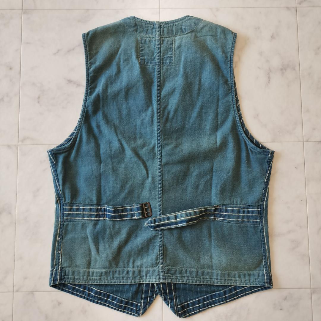 RRL ウォバッシュベスト S ストライプ インディゴツイル ワークベスト ジレ