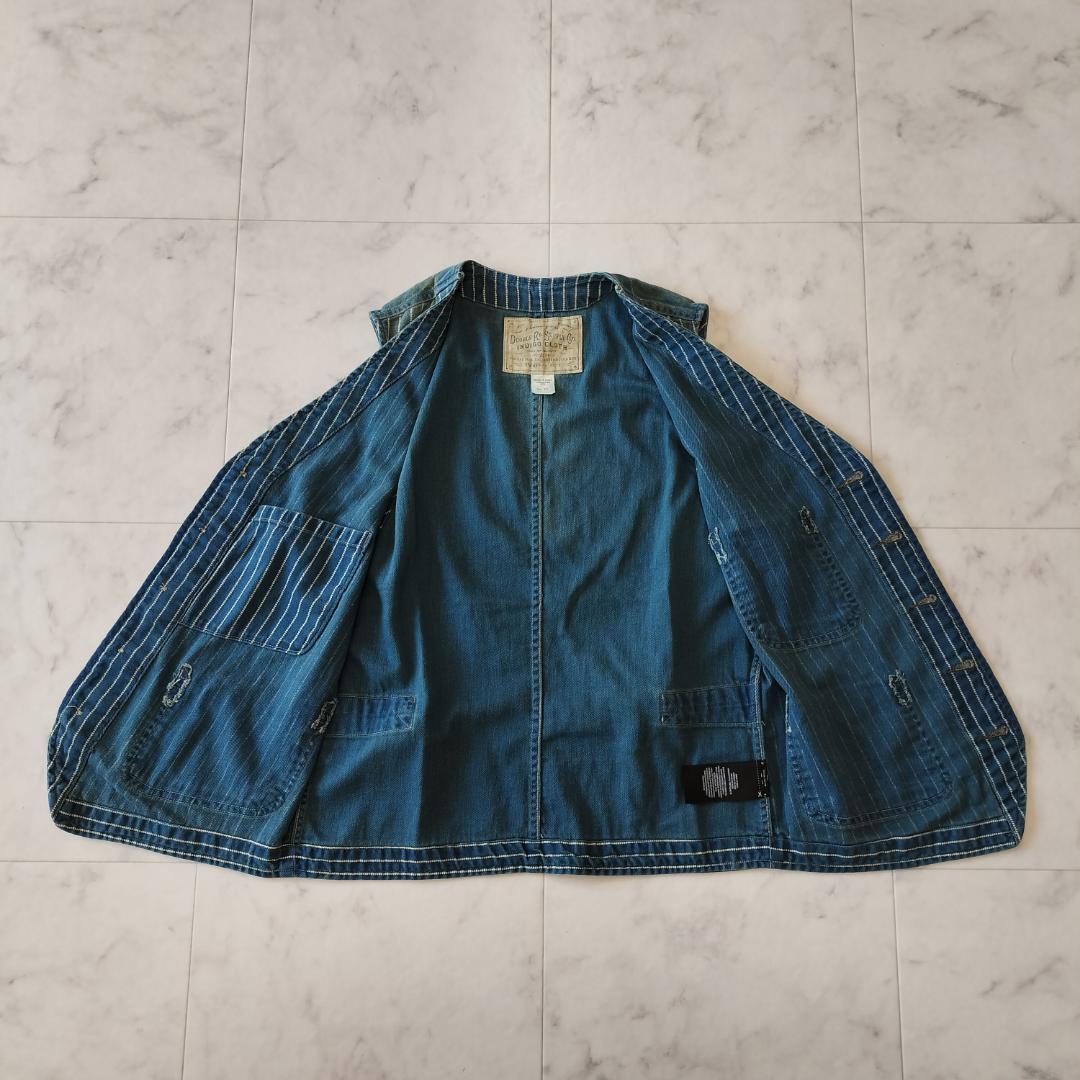 RRL ウォバッシュベスト S ストライプ インディゴツイル ワークベスト ジレ