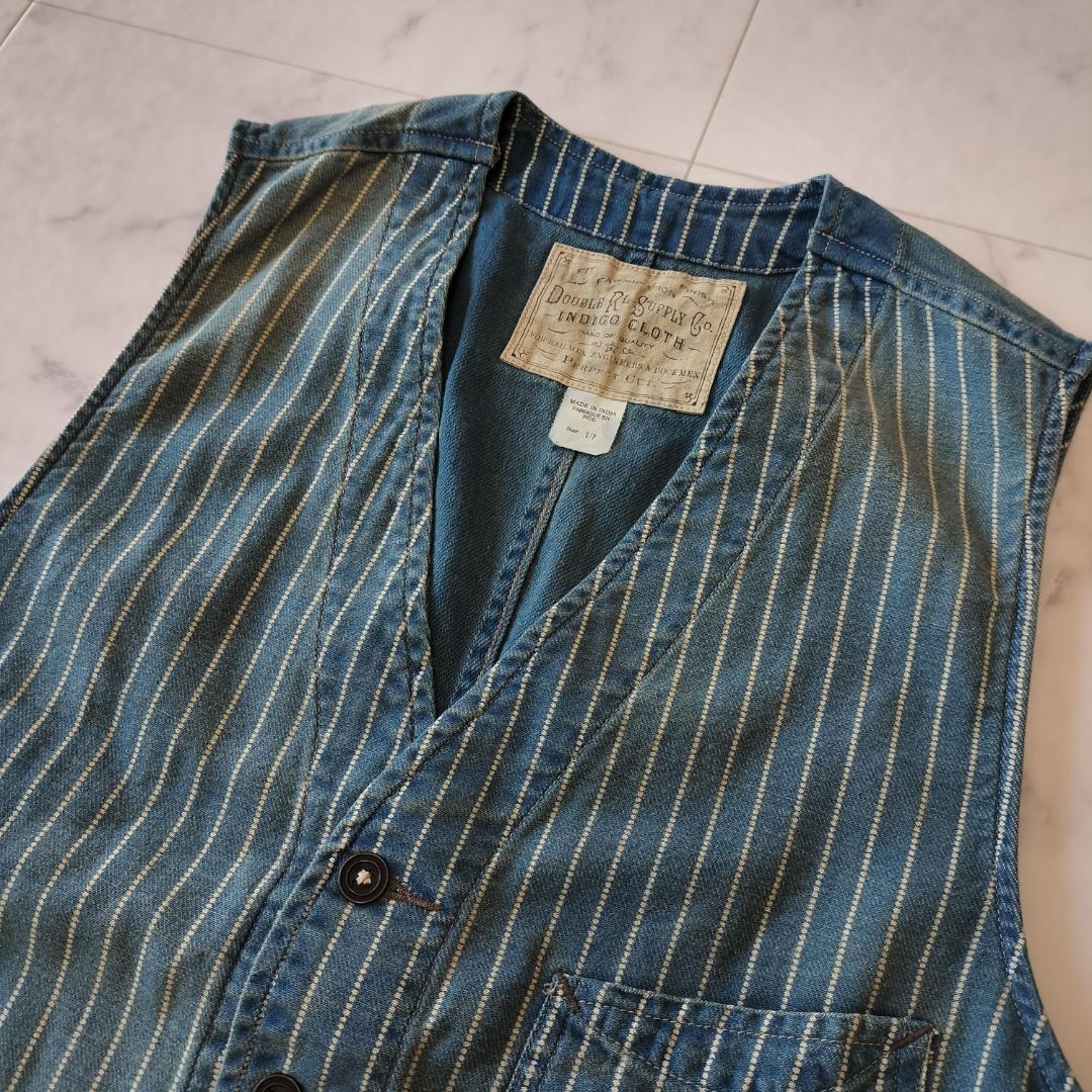 RRL ウォバッシュベスト S ストライプ インディゴツイル ワークベスト ジレ