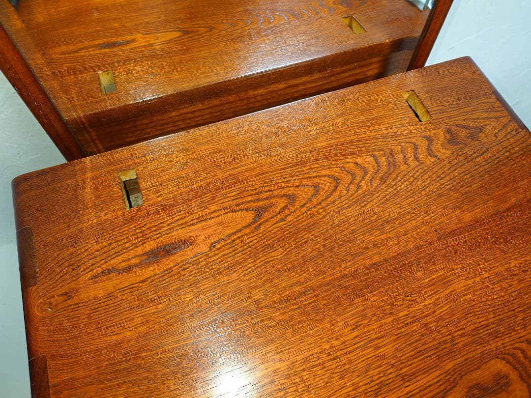 高級天然木 鏡台 姿見 ドレッサー 昭和レトロ ミラー 収納 引き出し 小箪笥