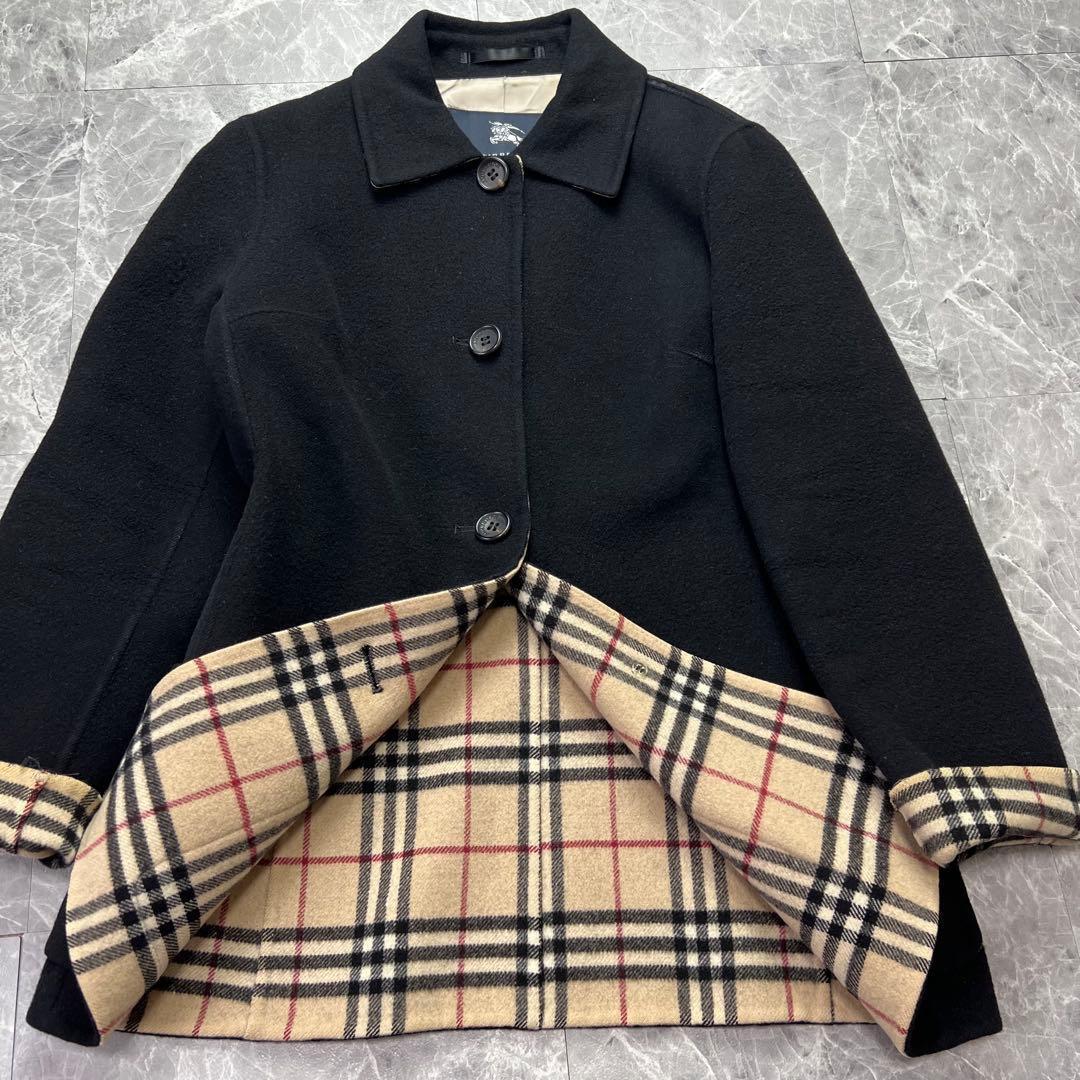 カシミヤ100♡バーバリーロンドン　ダブルフェイス　コート　ノバチェック 黒