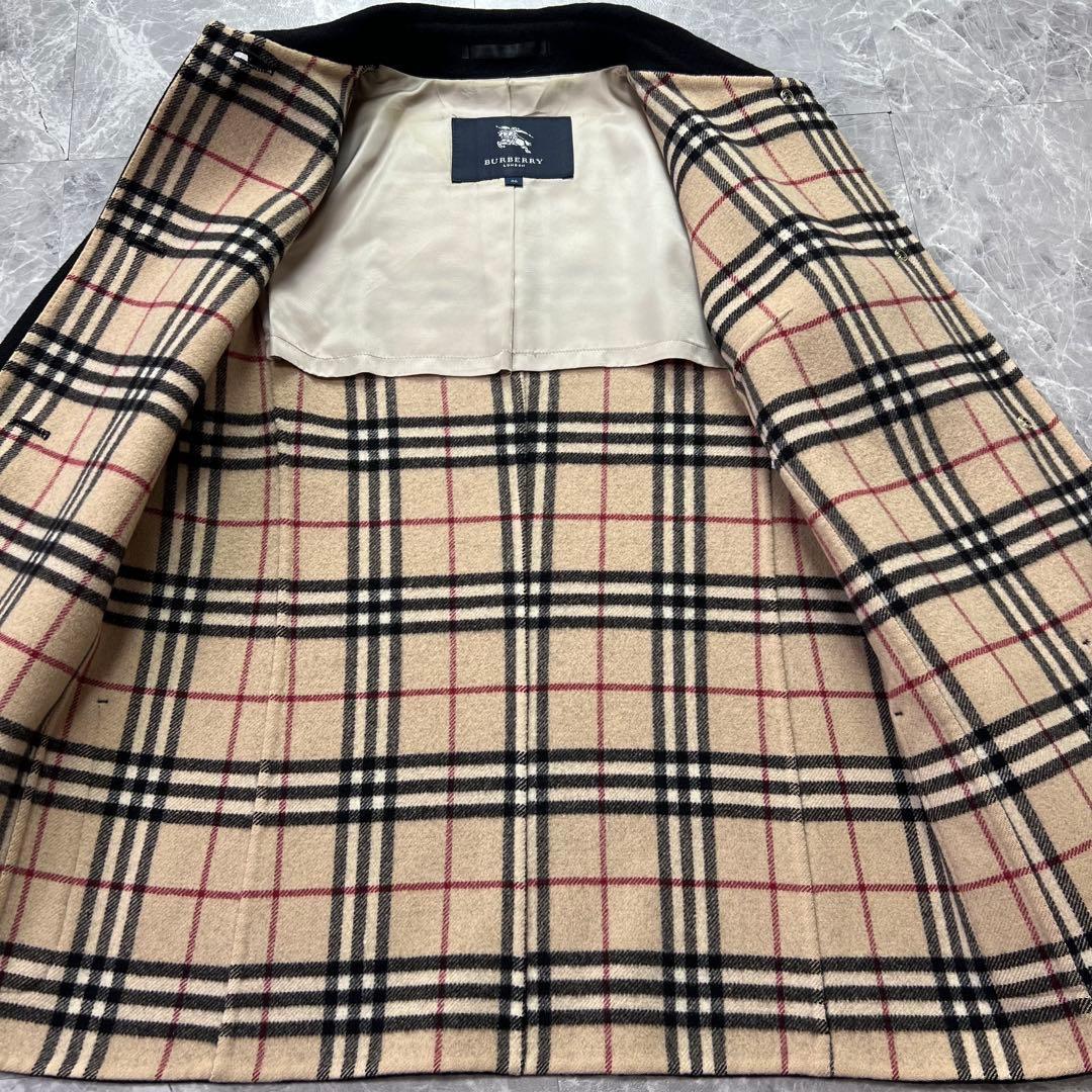 カシミヤ100♡バーバリーロンドン　ダブルフェイス　コート　ノバチェック 黒