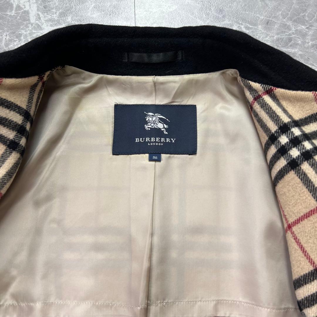 カシミヤ100♡バーバリーロンドン　ダブルフェイス　コート　ノバチェック 黒