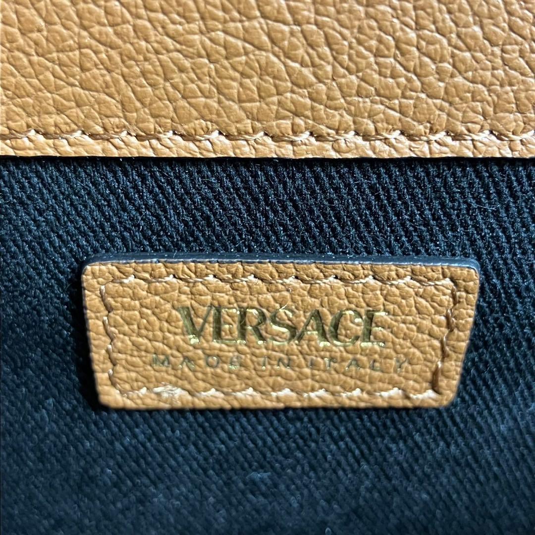 VERSACE ヴェルサーチ　メデューサ　ショルダーバッグ ラフィア　レザー