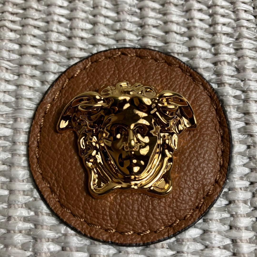 VERSACE ヴェルサーチ　メデューサ　ショルダーバッグ ラフィア　レザー