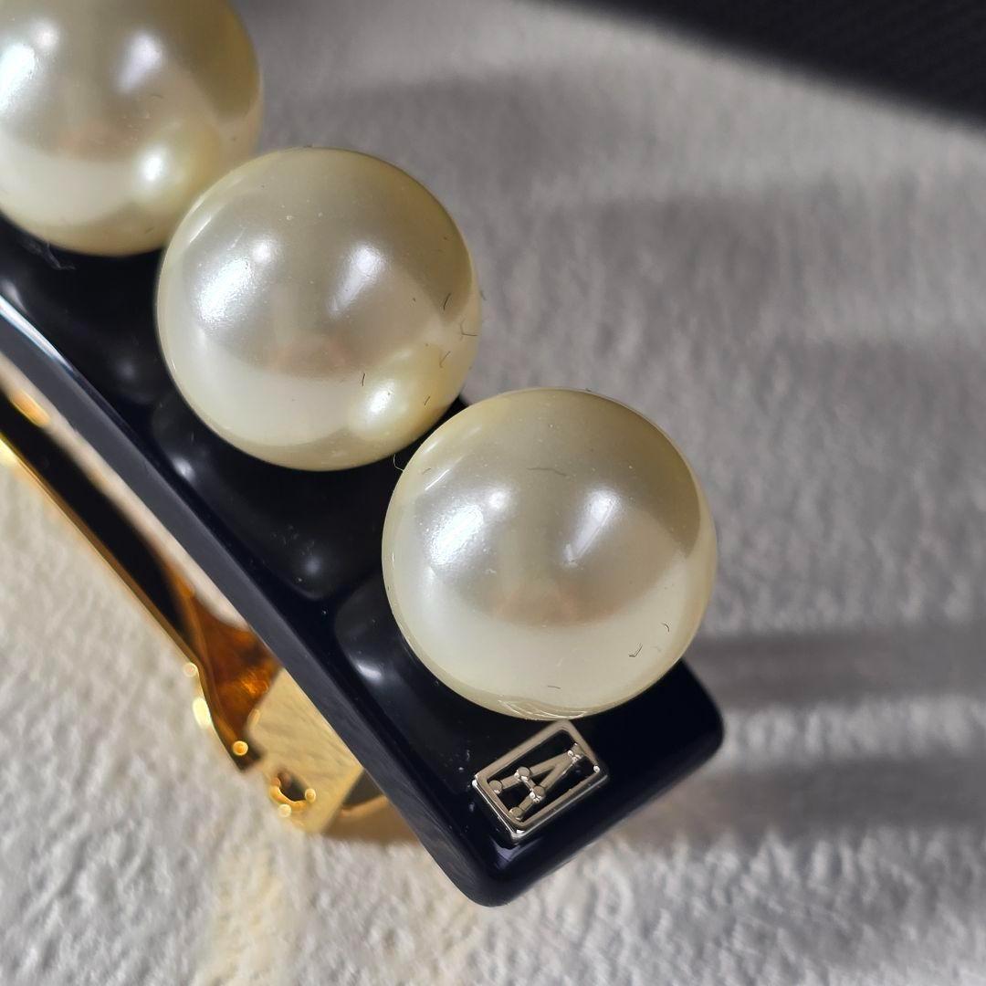 【新品級】アレクサンドル ドゥ パリ バレッタ　パール ブラック