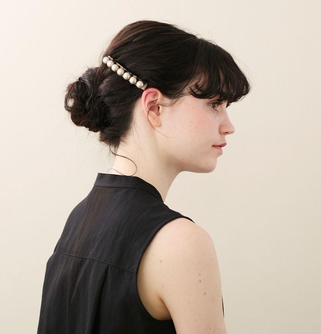 【新品級】アレクサンドル ドゥ パリ バレッタ　パール ブラック