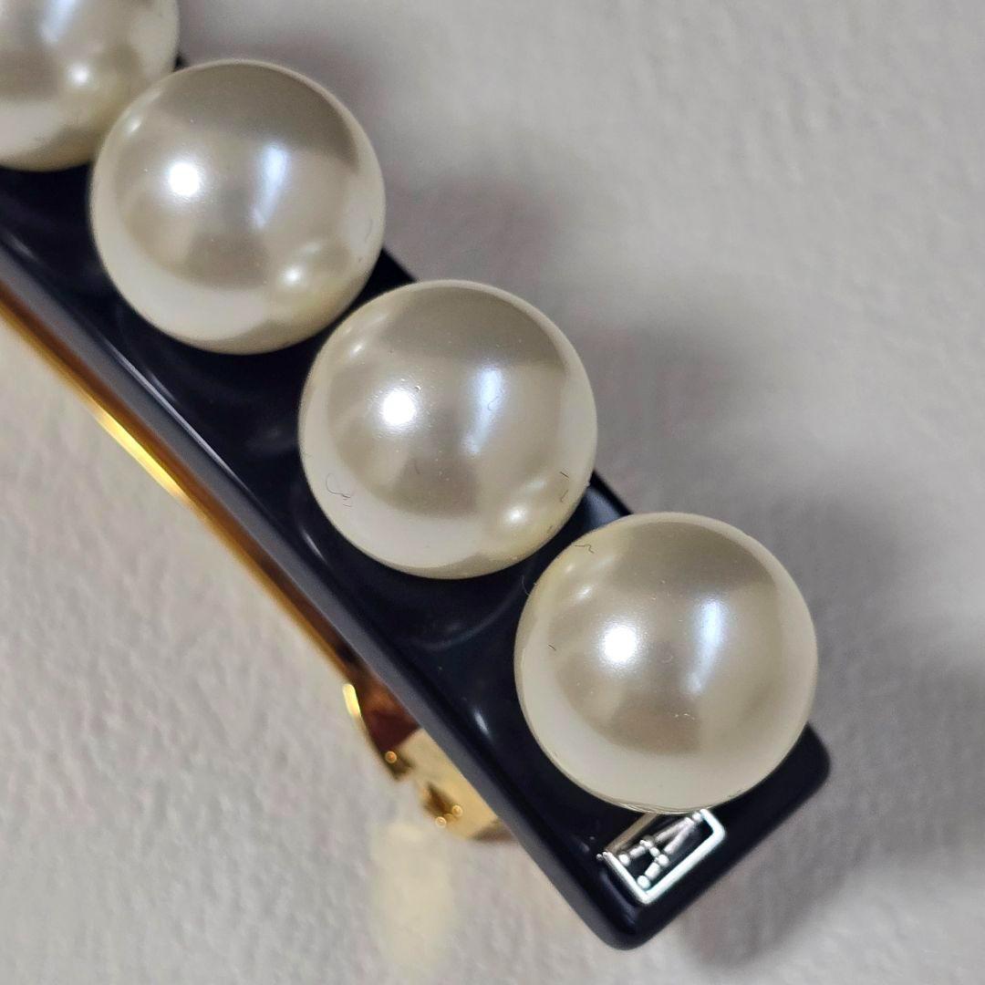 【新品級】アレクサンドル ドゥ パリ バレッタ　パール ブラック