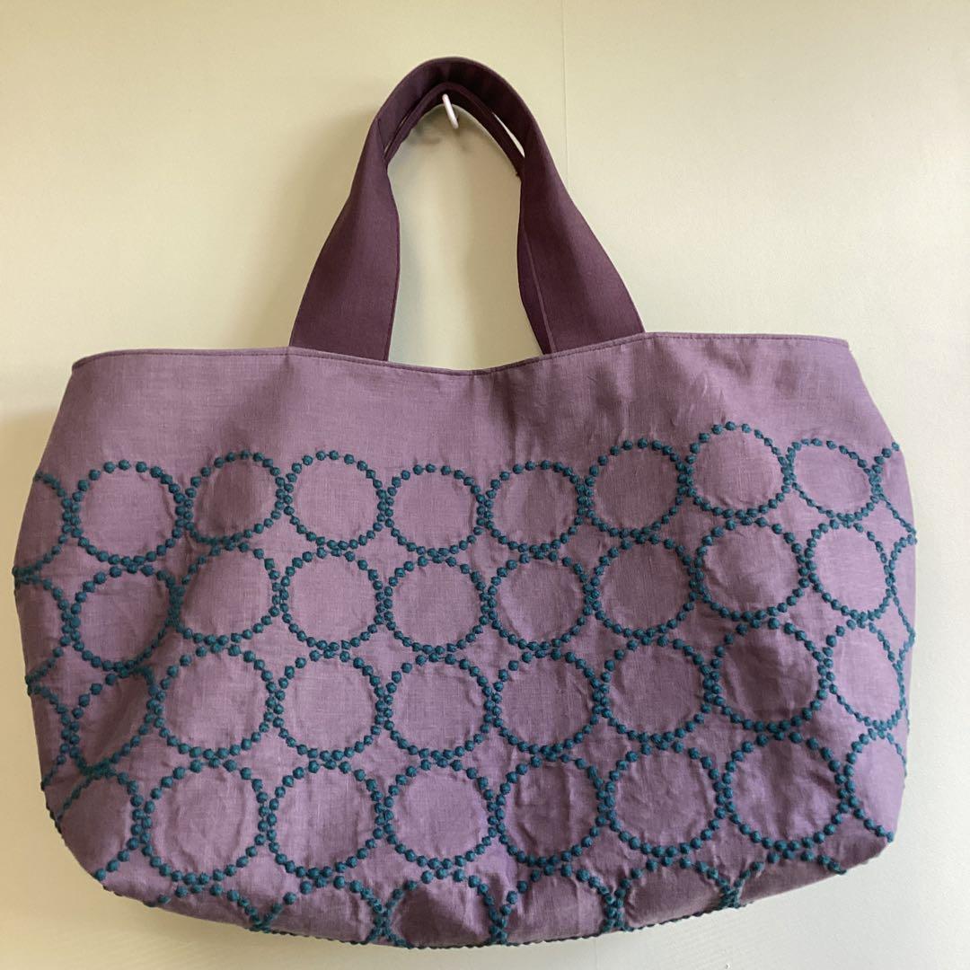 ミナペルホネンタンバリンbordeaux両面でトートバッグハンドメイド